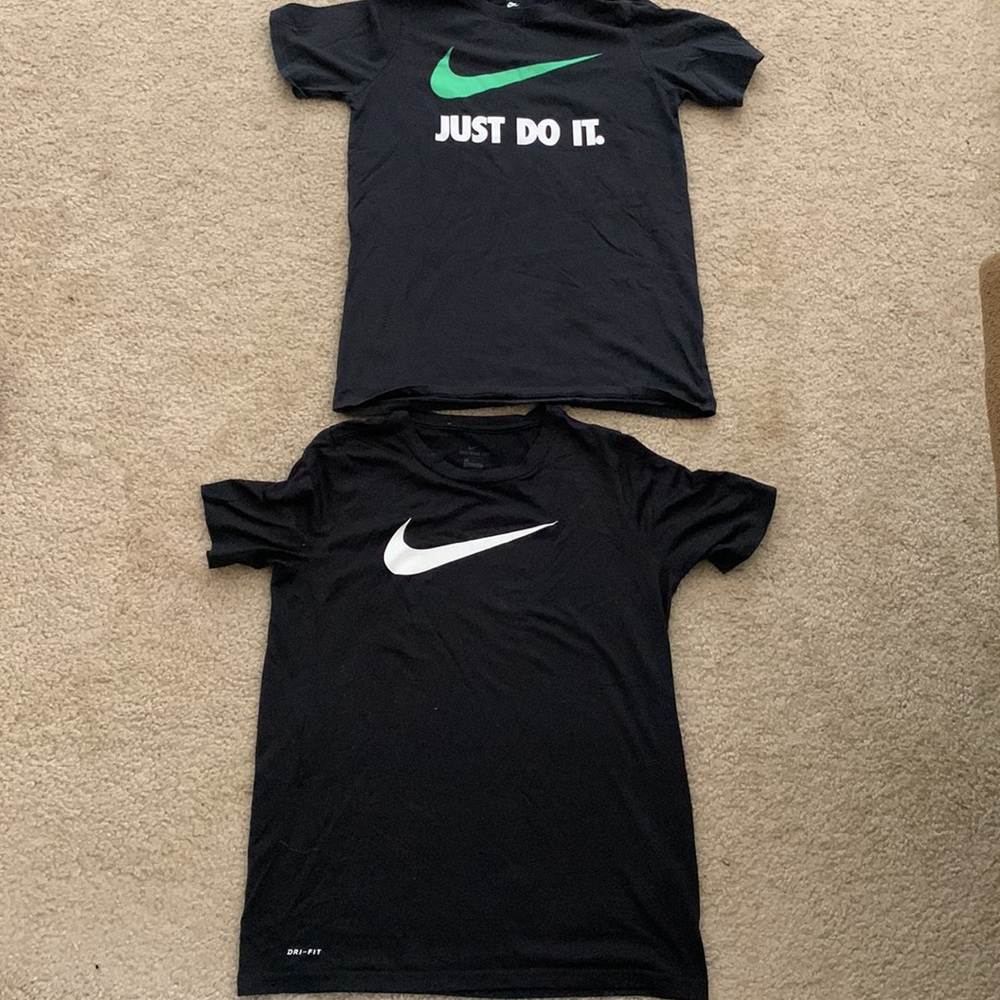 2 Boys’ Dri -fit shirts by Nike. Great for sports! Large . 100% cotton